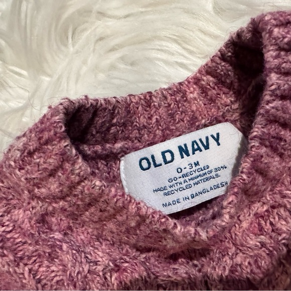 Old Navy Baby Girl Knit Sweater & Pants Set 0-3M Purple Ruffle Shoulder Outfit - Picture 4 of 7